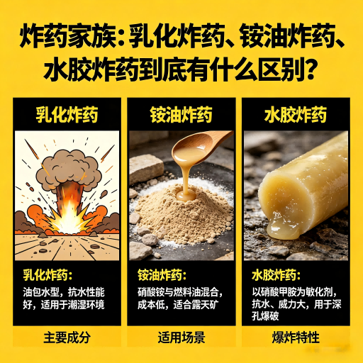 新晃炸药家族：乳化炸药、铵油炸药、水胶炸药到底有什么区别？